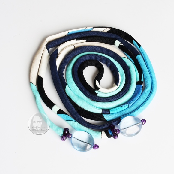 Emilio Pucci Belt Silk Jersey Print Rope with Glass Bead Tassels in Pouch Y2K - Picture 5 of 6
